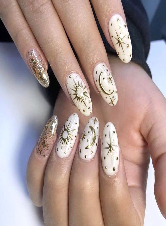 SPLOCUDU 12 Sheets Gold Nail Stickers Star Nail Art Stickers Moon 3D Self Adhesive Nail Decals Silver Rose Gold Black Nail Art Decals Holographic Nails Design for Women Girls Accessories DIY Manicure - Image 5